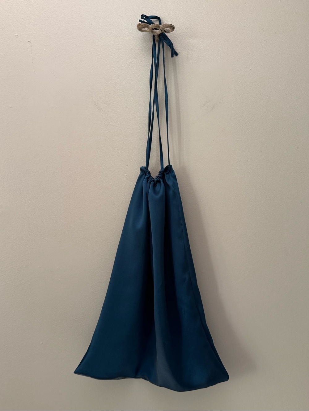 Teal Silk Drawstring Tie Tote or Lingerie Bag. - Picture 2 of 4